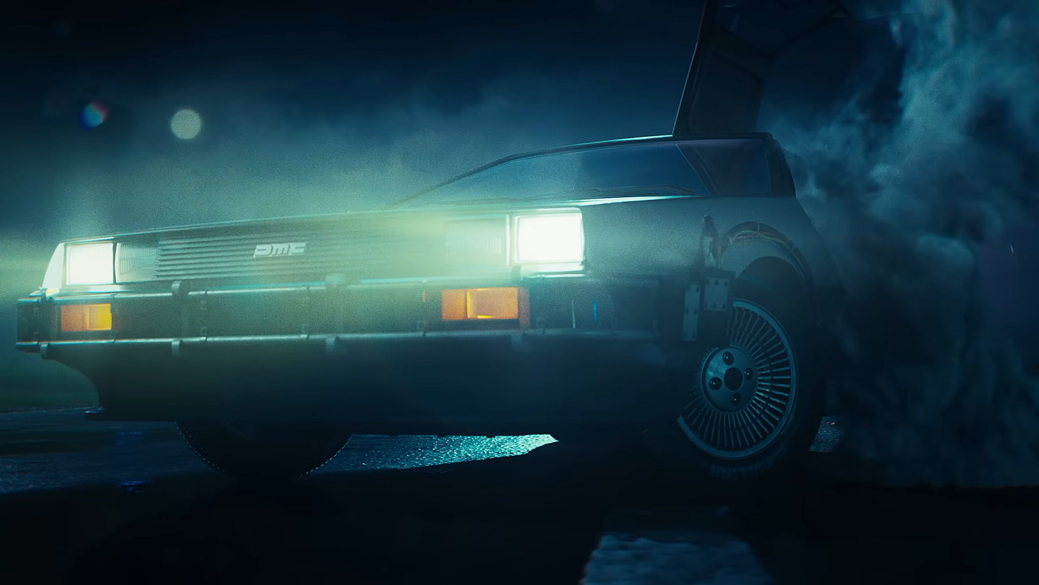 Primo piano della DeLorean in Stuntman Hollywood